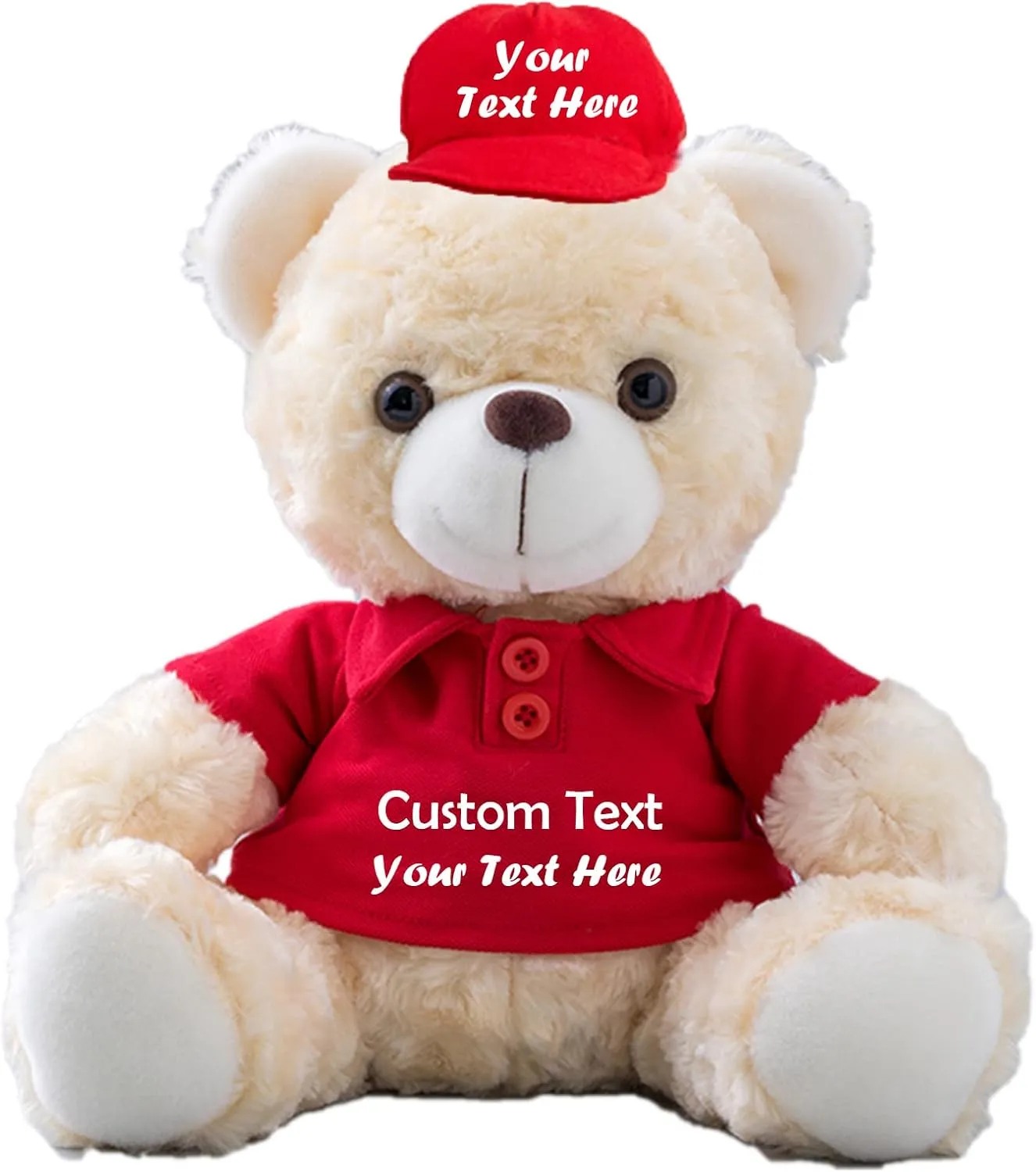 Personalized Teddy Bear with Custom Text, Stuffed Bear with Hat as Team Gifts for Employees/Football Team Gifts/Volleyball Team Gifts/Soccer Team Gifts/Cheer Gifts for Team (10IN-Red)