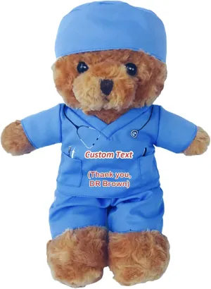 Personalized Teddy Bear with Custom Text/Blessing, Bear Stuffed Animal Plush Nurse/Doctor Gift, Medical Student Graduation (8 inches)