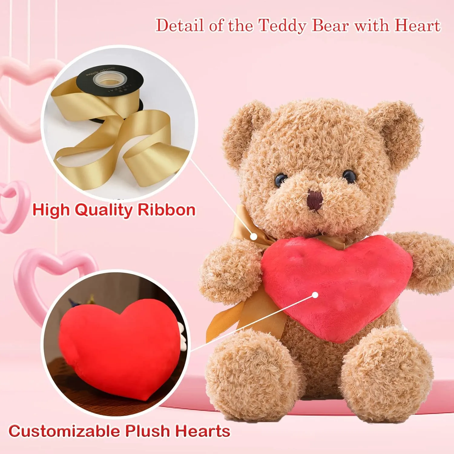 Personalized Teddy Bear with Photo & Custom Text on Red Heart, Stuffed Animal Holding Heart as 'I'm Sorry' Gift for Him/Her on Valentine's Day, Anniversary, Birthday (10 Inches)