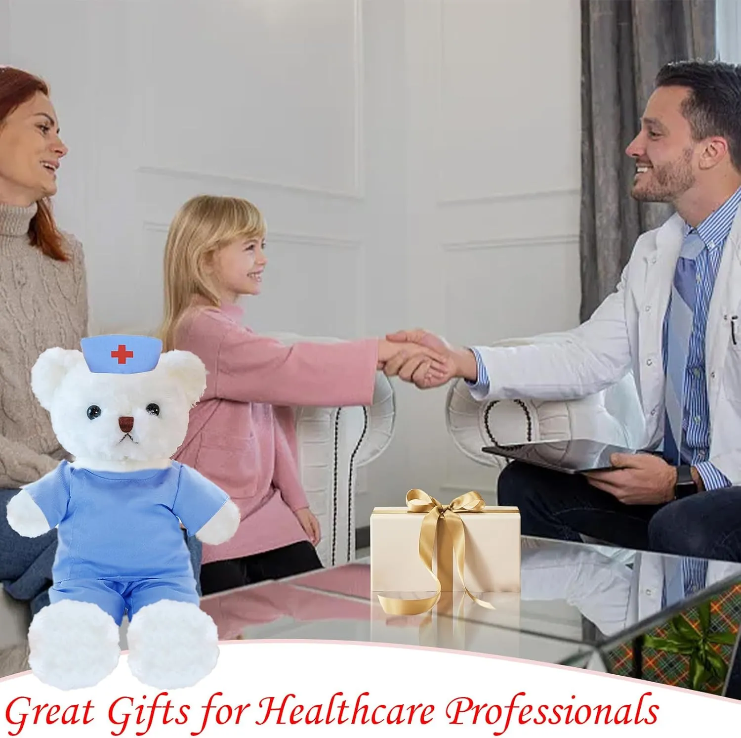 Personalized Teddy Bear with Text Photo, Teddy Bear Stuffed Animal as Nurse Gift Doctor Gift for Men Women, Personalized Gift for Doctor Nurse Medical Student Graduation Gifts (10 inch)