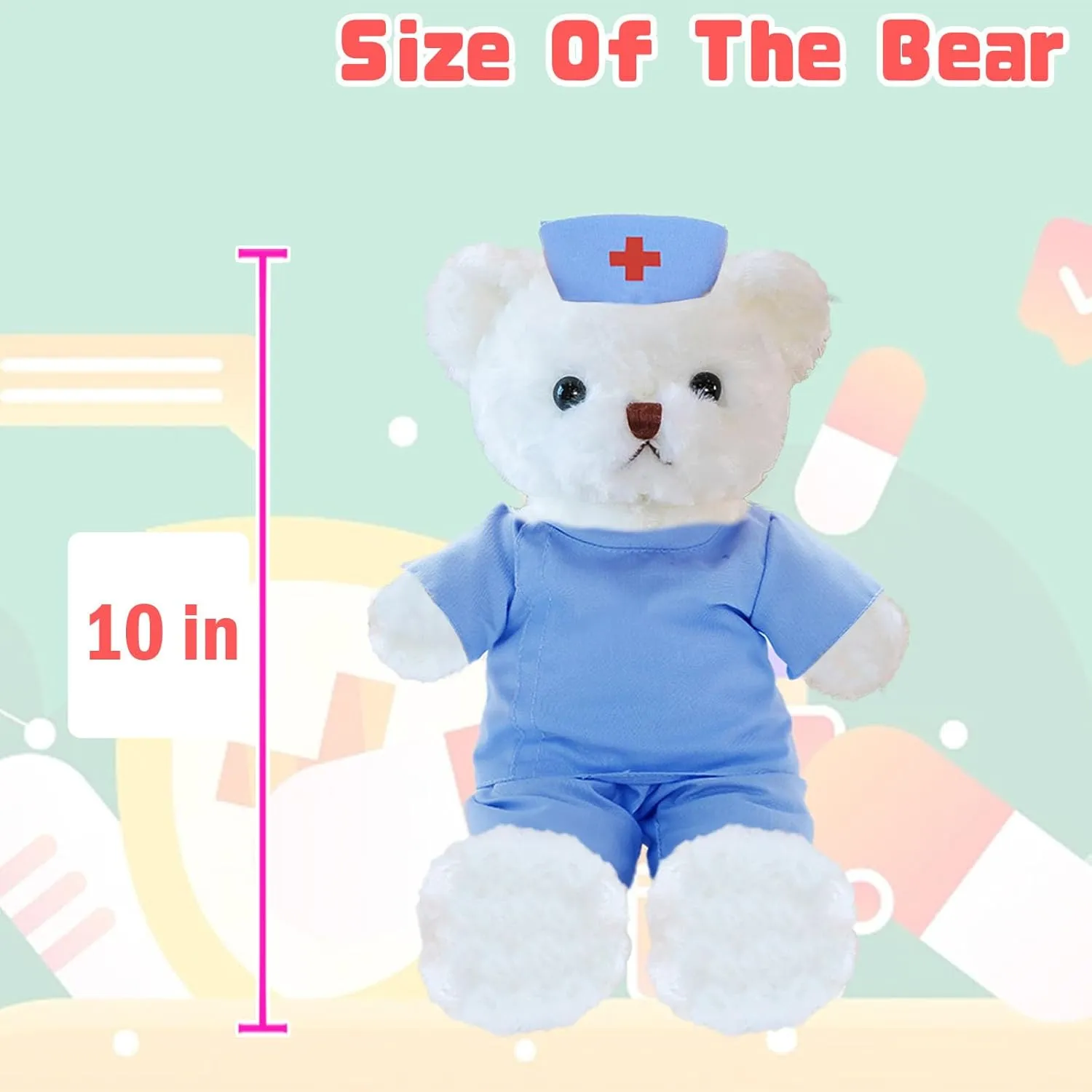 Personalized Teddy Bear with Text Photo, Teddy Bear Stuffed Animal as Nurse Gift Doctor Gift for Men Women, Personalized Gift for Doctor Nurse Medical Student Graduation Gifts (10 inch)