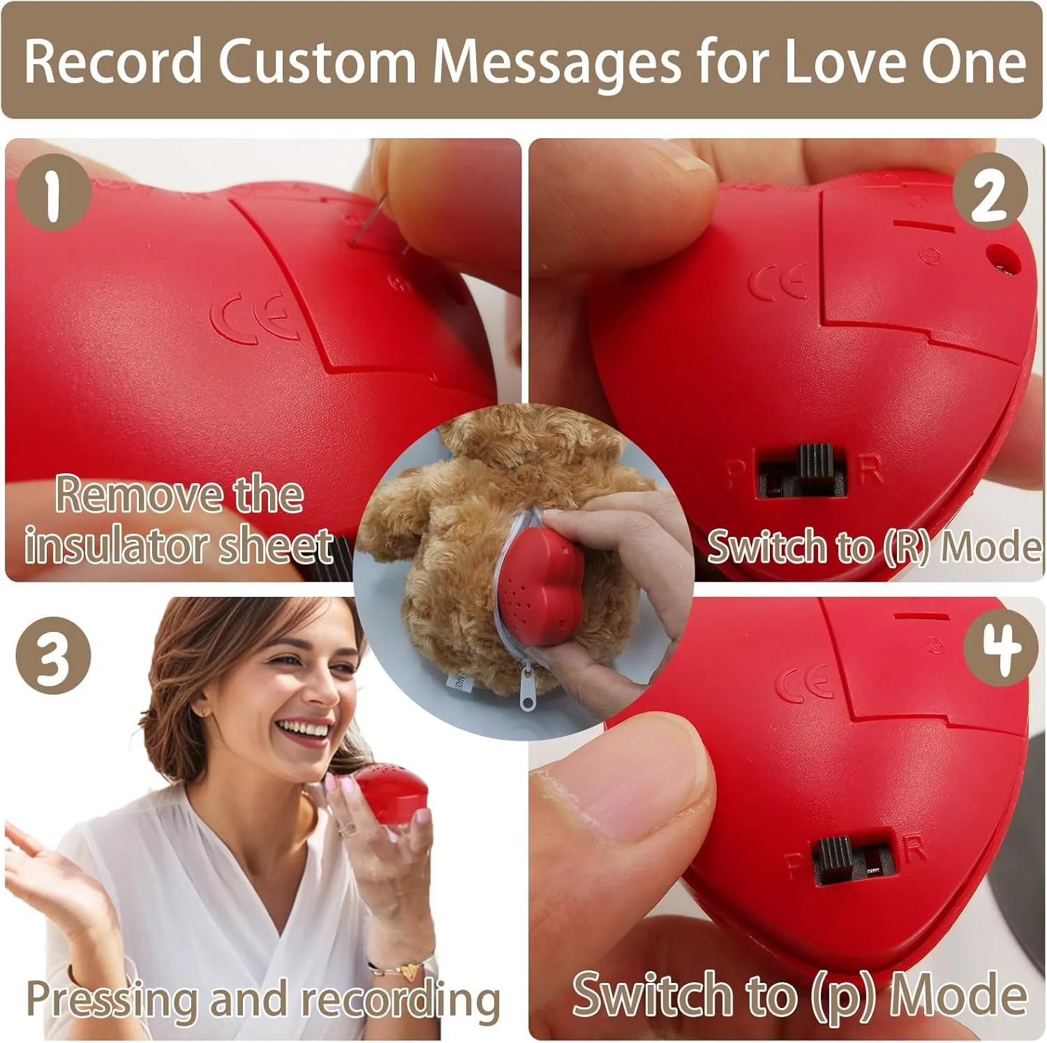 Personalized Teddy Bear with Voice Recording for Kids Adults, Personalized Gifts Bear with Bow Plush Toys with Text Photo as Customized Gift for Valentines Christmas (11 inch-Text Photo)