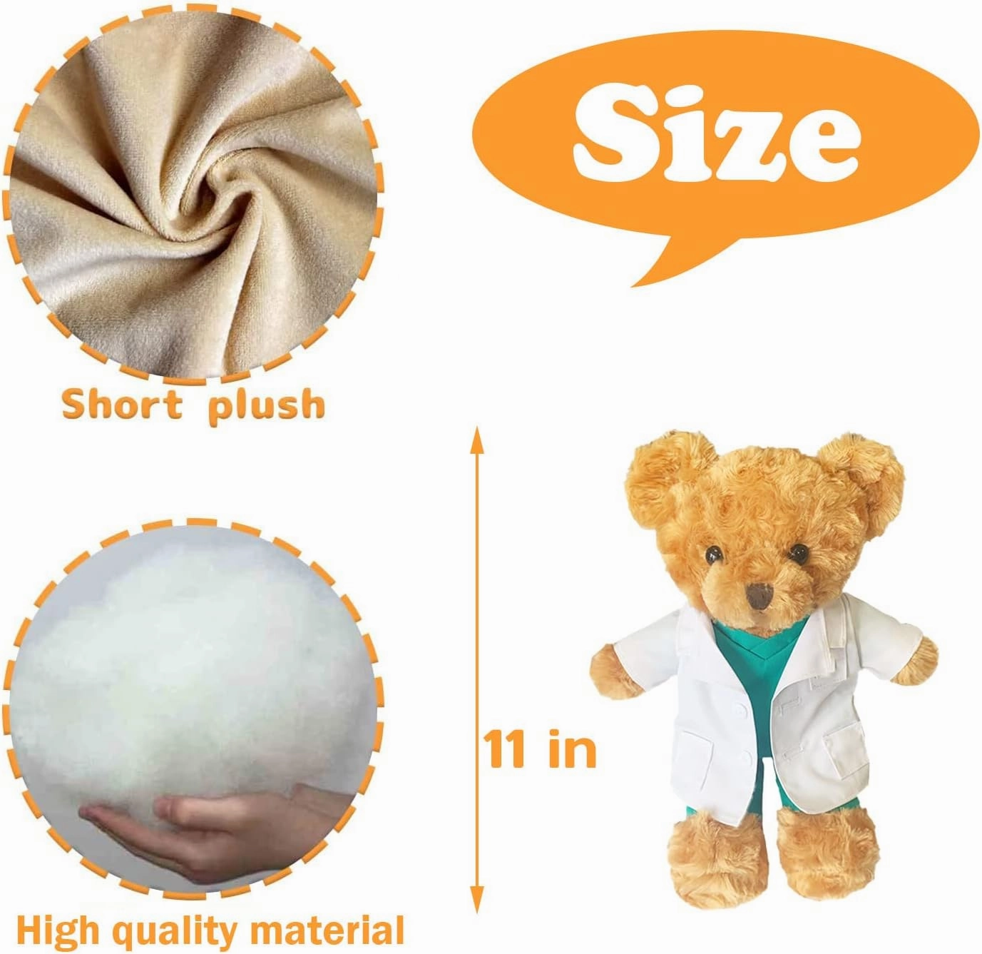 Personalized Doctor Nurse Teddy Bear Stuffed Animal Plush with Customized Text or Blessing, Personalized Gifts for Birthday or Graduation Gifts for College University Graduation (11 inch)
