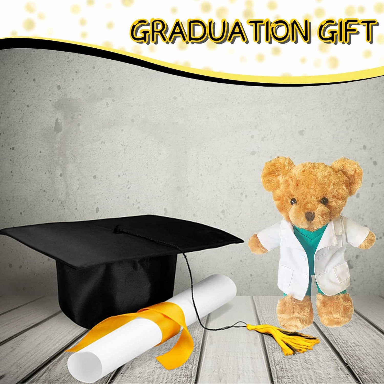 Personalized Doctor Nurse Teddy Bear Stuffed Animal Plush with Customized Text or Blessing, Personalized Gifts for Birthday or Graduation Gifts for College University Graduation (11 inch)