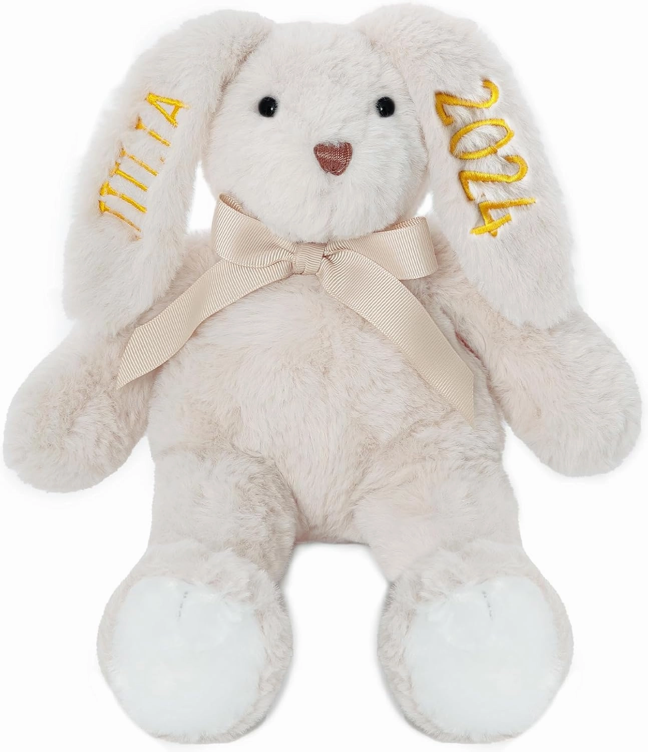 Personalized Embroidered Plush Bunny with Child's Name, Custom Stuffed Animal Toy for Kids First Easter
