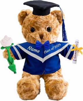 Personalized Graduation Teddy Bear 2024 Graduation Gifts for Him & Her with Text, Graduation Bear with Rose and Bow as Personalized Kindergarten College Graduation Gifts for Girls/Boys (10 in-Text)