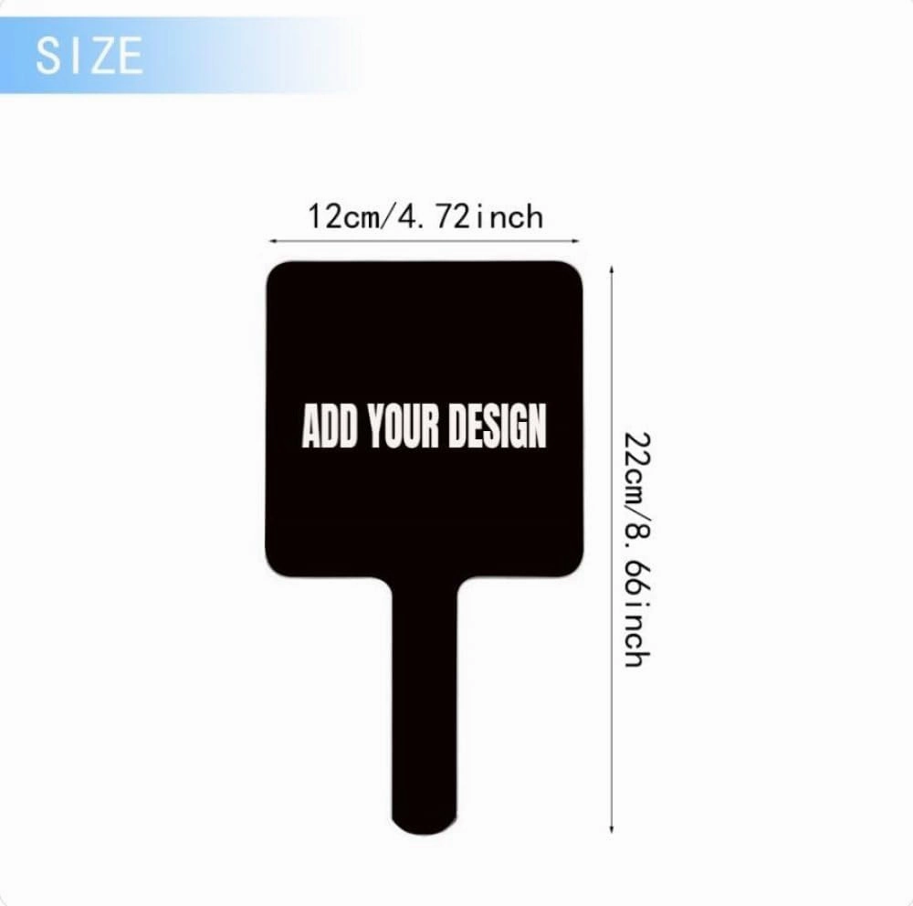 Personalized Handheld Makeup Mirrors, Custom Your Image/Text Large Hand Mirrors, Handheld Mirror with Handle, Salon Mirror for Travel Makeup Handheld Compact Mirror,Custom Design,22 * 12cm