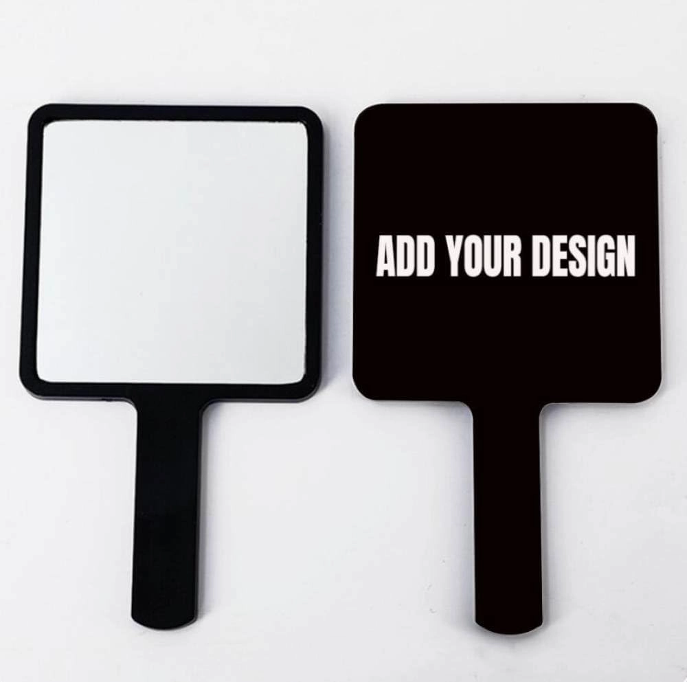 Personalized Handheld Makeup Mirrors, Custom Your Image/Text Large Hand Mirrors, Handheld Mirror with Handle, Salon Mirror for Travel Makeup Handheld Compact Mirror,Custom Design,22 * 12cm