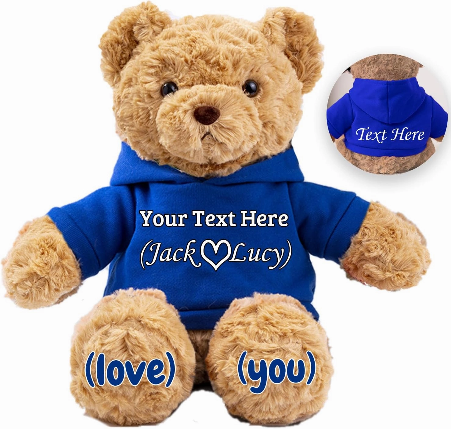 Personalized Teddy Bear for Her Him Bear Plush with Custom Text Photo, Personalized Gifts Teddy Bear Stuffed as for Valentines Day Christmas Day Birthday (13-in-Text Photo)
