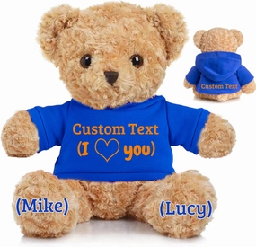 Personalized Teddy Bear for Her Him, Brown Bear Stuffed Plush Toys with Text Photo, Personalized Gifts for Birthday 12 inch