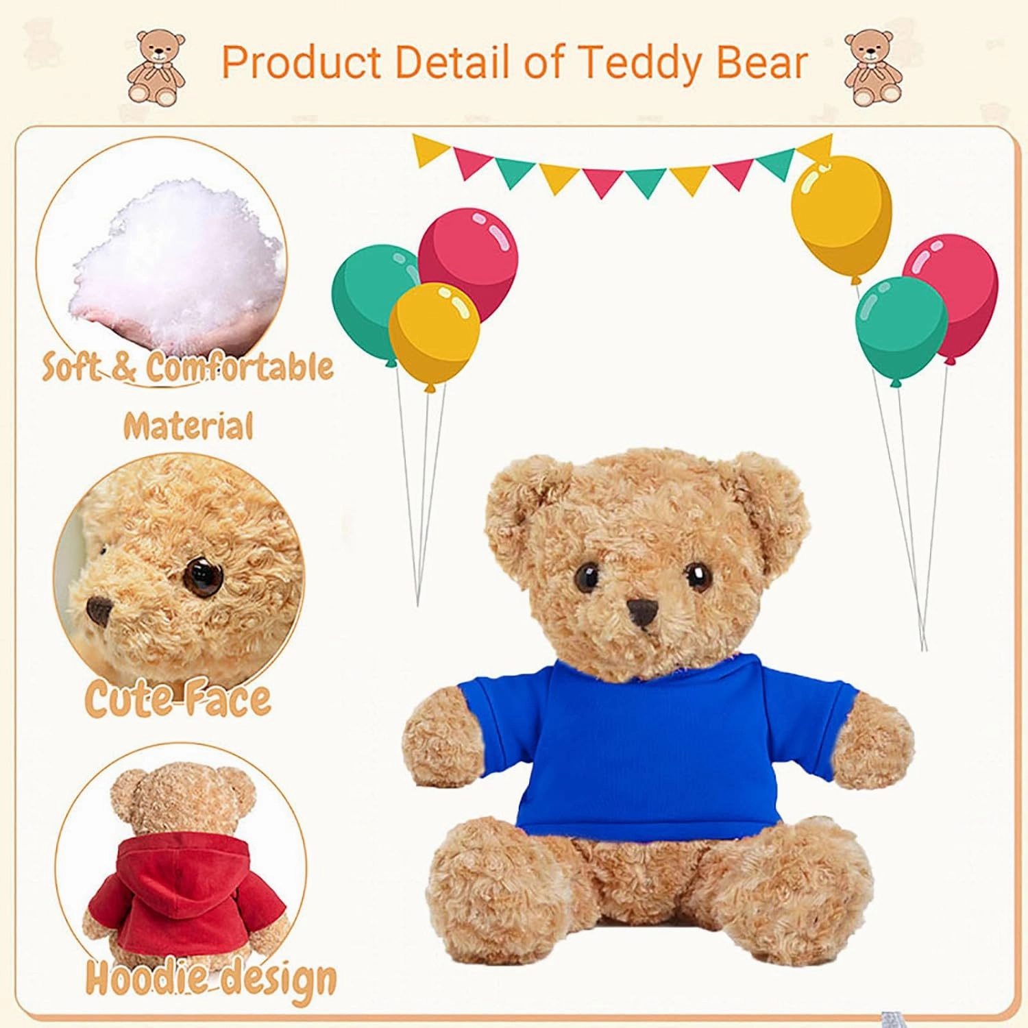 Personalized Teddy Bear for Her Him, Brown Bear Stuffed Plush Toys with Text Photo, Personalized Gifts for Birthday 12 inch