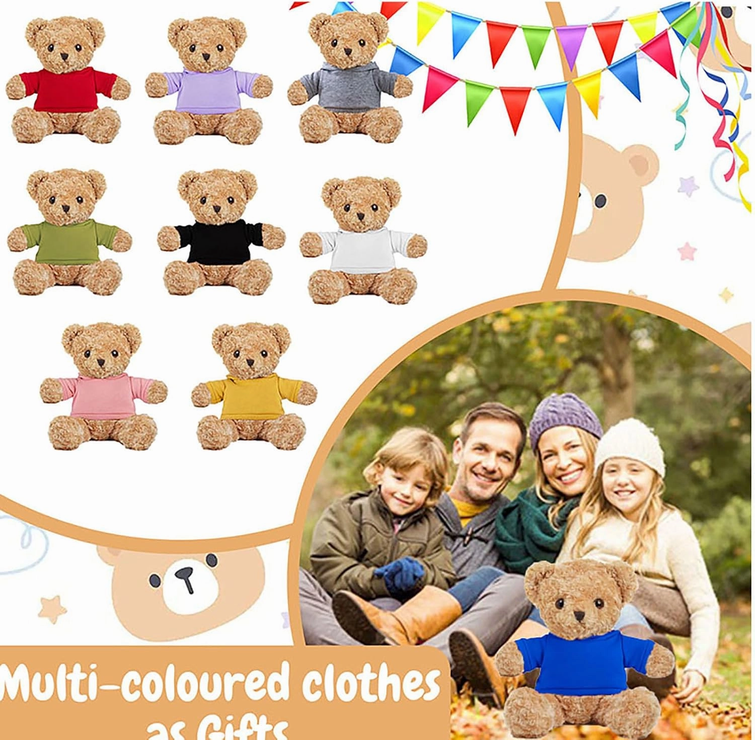 Personalized Teddy Bear for Her Him, Brown Bear Stuffed Plush Toys with Text Photo, Personalized Gifts for Birthday 12 inch