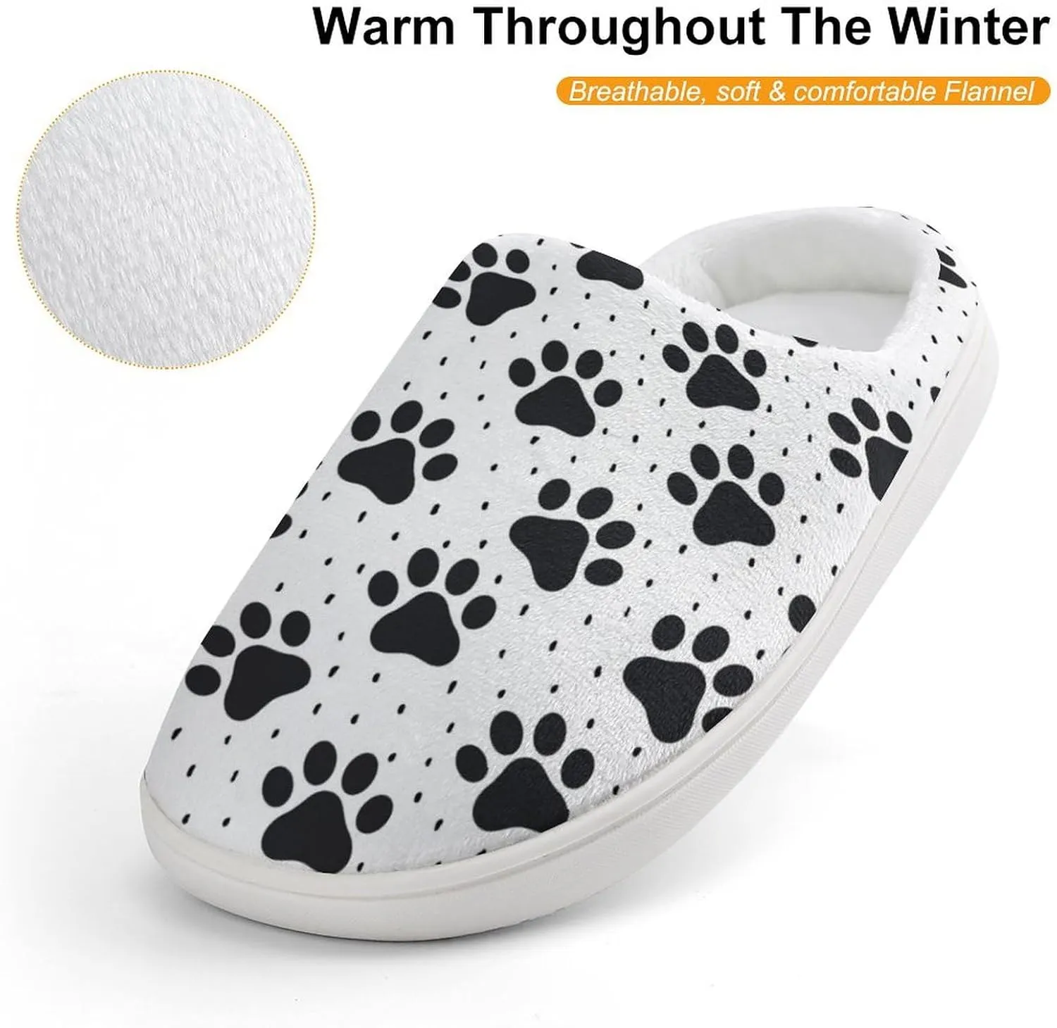 Pet Paw Animal Pattern Print Slippers for Boys Girls Home Cotton Slippers Non-Slip Warm Little Kids Slippers