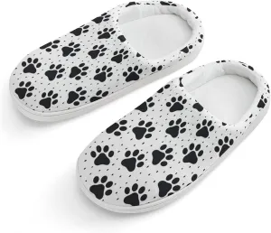 Pet Paw Animal Pattern Print Slippers for Boys Girls Home Cotton Slippers Non-Slip Warm Little Kids Slippers
