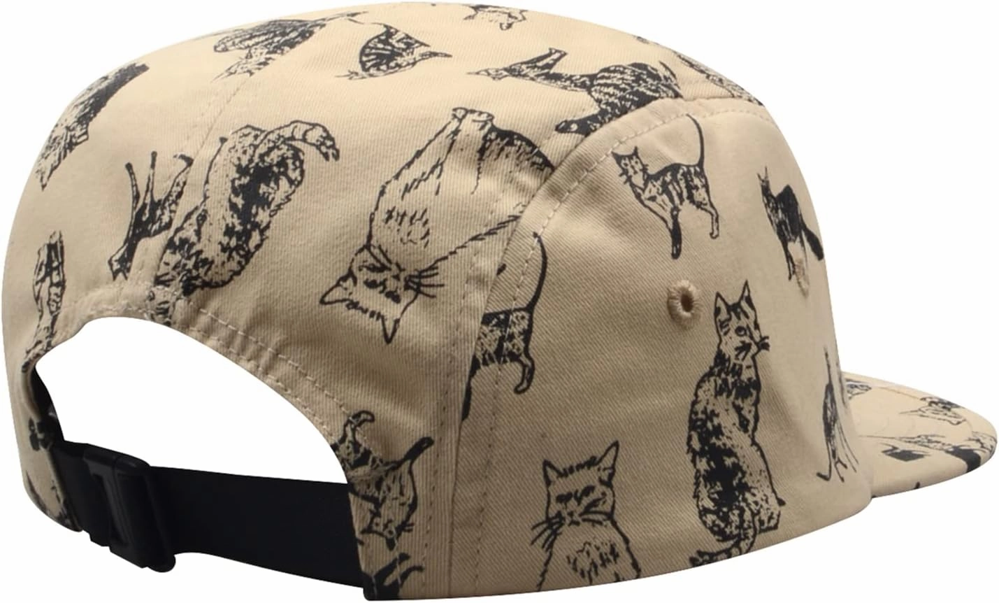 Pet and Wildlife-Themed 5-Panel Camp Caps Cat Dog Dachshund Capybara Opossum Hats for Animal Enthusiasts