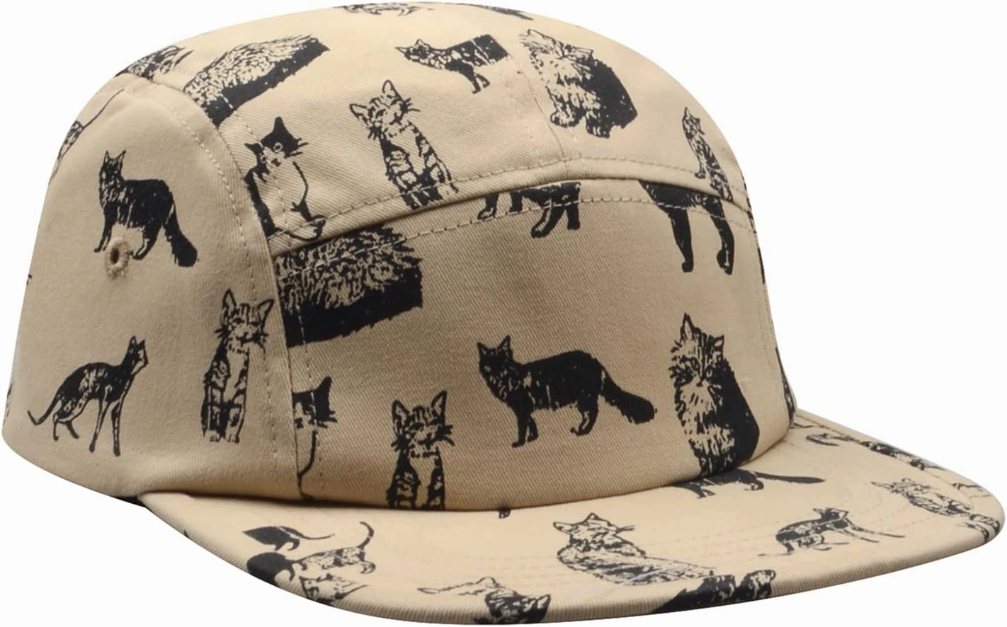 Pet and Wildlife-Themed 5-Panel Camp Caps Cat Dog Dachshund Capybara Opossum Hats for Animal Enthusiasts