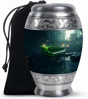 Piano Cremation Urn for Ashes, Large Decorative Urns for Male and Female, Memorial Gifts for Family, Human Remains Urn, Funeral and Burial Urns, 10 Inch