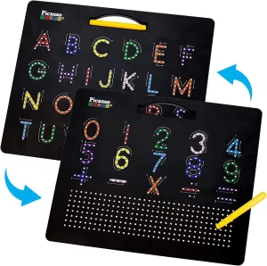 PicassoTiles UFO Robot   Letters Numbers Drawing Board, 6-in-1 Creative Unique Transformation Renewable Sun Energy Science Experiment Kit, ABC A-Z Letter, Number, Freestyle Writing Magnet Tablet Pad