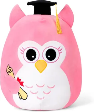 Pink Owl Graduation Plush Stuffed Animals 18in, Graduation Gifts, Cute Owl Plush with Graduation Cap for Kindergarten, Elementary, High School Class of 2025