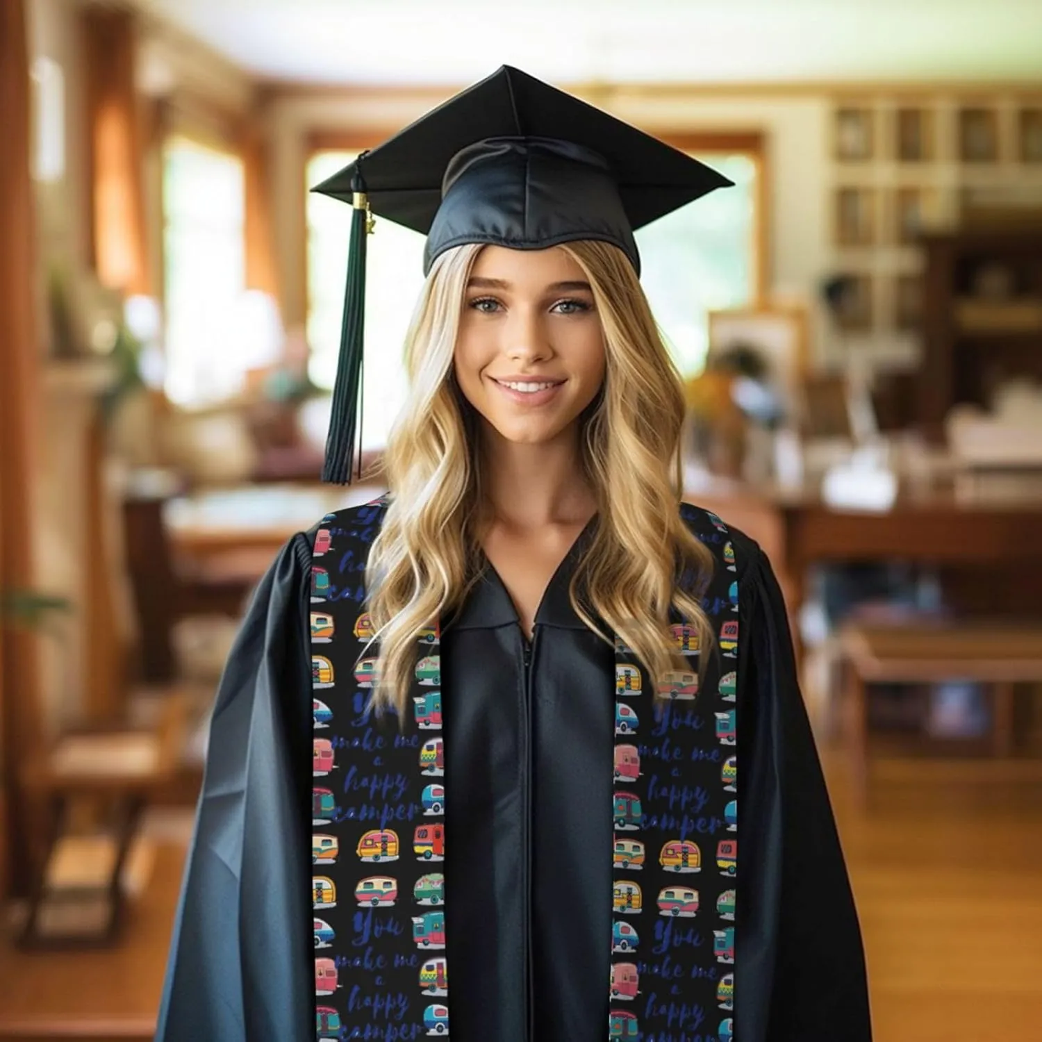 Planks Weathered Old Look Print Class Of 2024 Graduation Stole Sash,Unisex 72inch Long For Academic Commencement