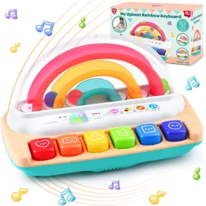 PLAY Baby Musical Toys - Rainbow Baby Piano Music & Sound Light Up Musical Toys for Toddlers 1-3, Multifunctional Baby Pop Up Toy Cause and Effect for Toddlers Age 1  and Up Girls