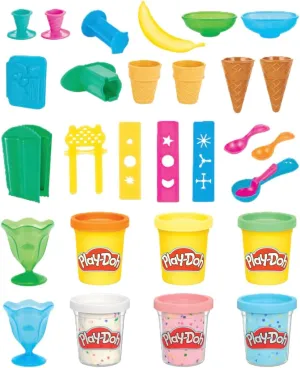 Play Doh Kitchen Creations Ice Cream Party Set with 22 Tools & 6 Colors, 2-Ounce Cans, Back to School Classroom Supplies, Preschool Toys, Ages  3 (Amazon Exclusive)