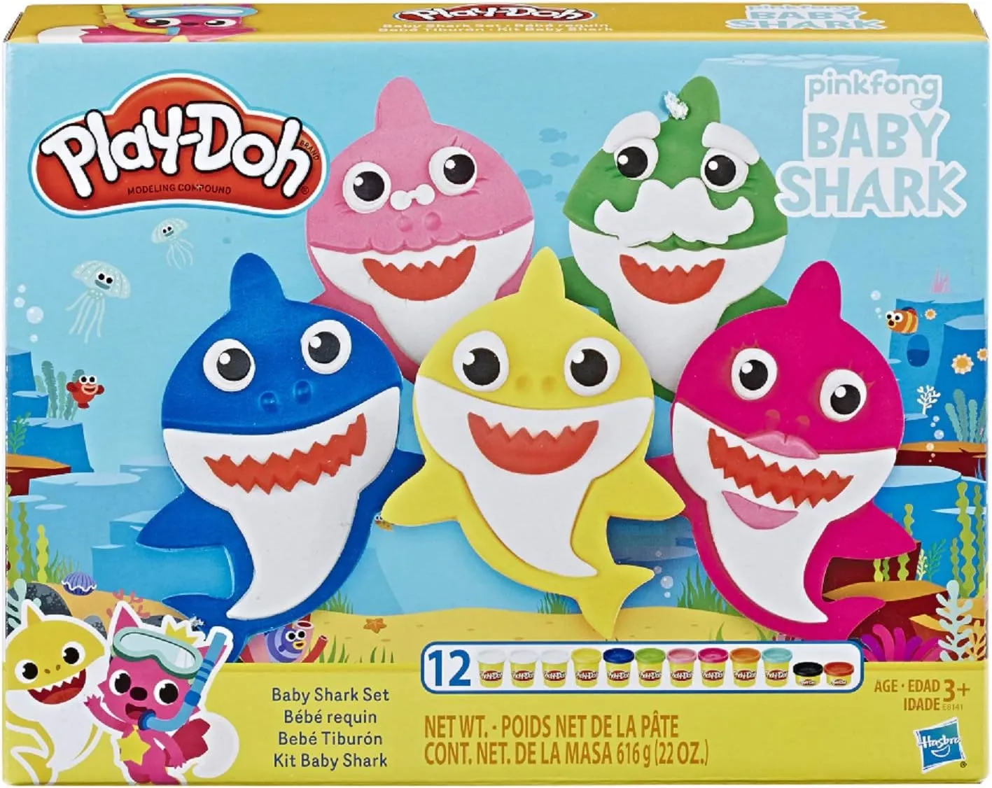 Play-Doh Pinkfong Baby Shark Set with 12 Non-Toxic Cans