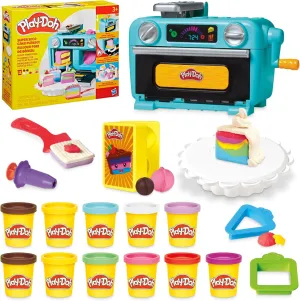 Play-Doh Super Slice Cake Playset, Toy Oven with Play Kitchen Accessories & 11 Modeling Compound Cans, Kids Arts & Crafts, Ages 3 