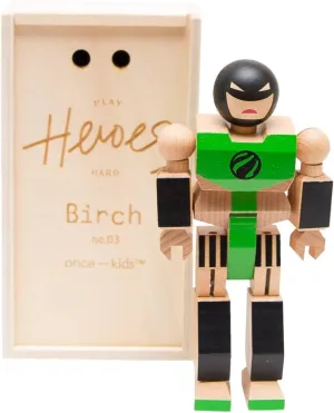 Playhard Hero Action Figures – Birch Wood Baby Toys for Imaginative Play – Sturdy & Durable Hero Toy for Kids with Solid Wood Storage Box
