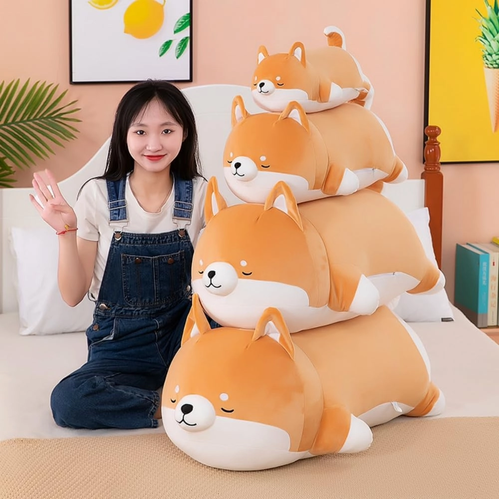 Plush Shiba Inu Toy Pillow Stuffed Animal Dog Akita Plush Pillow Toy Hugging Pillow for Kids and Girls(35cm/13.7in)