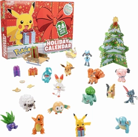 Pokemon 2024 Holiday Advent Calendar for Kids, 24 Gift Pieces - Includes 16 Toy Character Figures & 8 Christmas Accessories - Ages 4 
