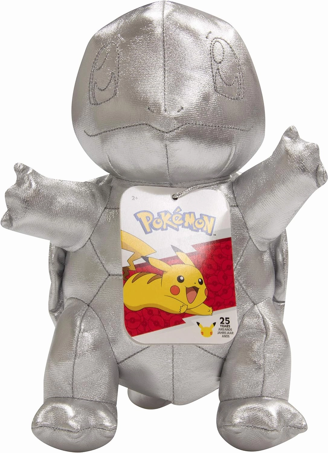 Pokemon 8" Silver Squirtle 25th Anniversary Plush - Limited Edition - Officially Licensed - Authentic Stuffed Animal Toy Figure - Easter Basket Stuffer Gift for Kids, Boys, Girls - 2 