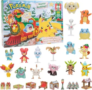 Pokémon 24 Piece Gift Figure Playset - Officially Licensed - Includes 2" Pikachu, Bulbasaur, Charmander & More - 16 Toy Figures & 8 Accessories - Kids, Boys, Girls, Pokemon Fans - 4 