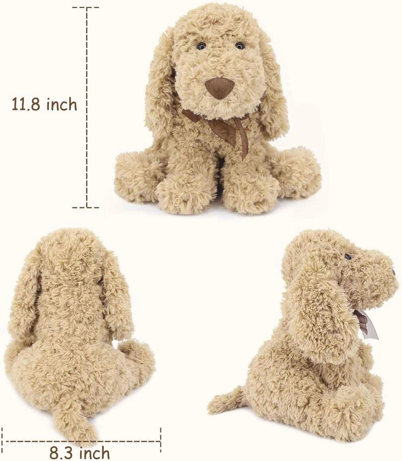 Poodle Puppy Goldendoodle Stuffed Animal, Adorable Toy Dog Labradoodle Plush for Kids Boys Girls Birthday Easter Nursery Bedtime Gift, 11.8“ Golden
