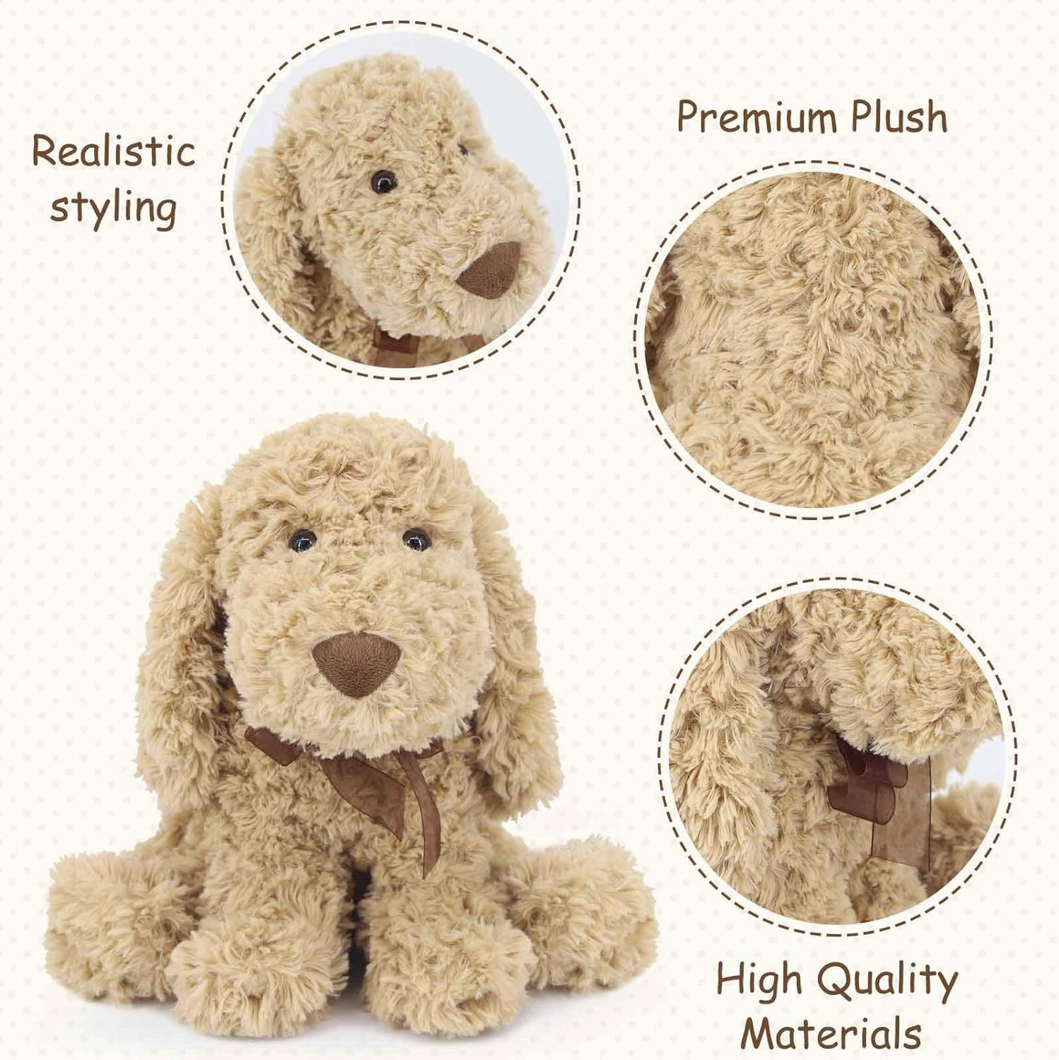 Poodle Puppy Goldendoodle Stuffed Animal, Adorable Toy Dog Labradoodle Plush for Kids Boys Girls Birthday Easter Nursery Bedtime Gift, 11.8“ Golden