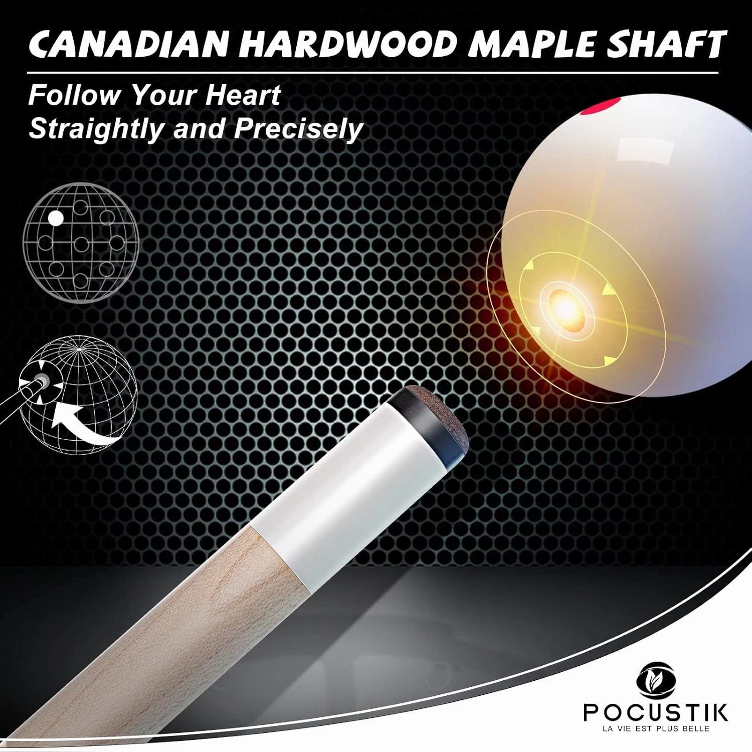 Pool Cues, Pool Stick 18/19/20/21 Oz, 58" 2-Piece Canadian Maple Billiard Cue Sticks for Adults, House Bar Ergonomic Billiards Table Poolstick for Men Women -Black Red Blue Purple