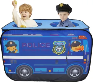 Pop Up Tent for Kids, School Bus Tent for Toddlers, Pop Up Play Tent for Kids, Without Installation, Suitable for 2-3 Children Ages 3 , Indoor Outdoor Playhouse Toys for 1   Year Old (Police Car)