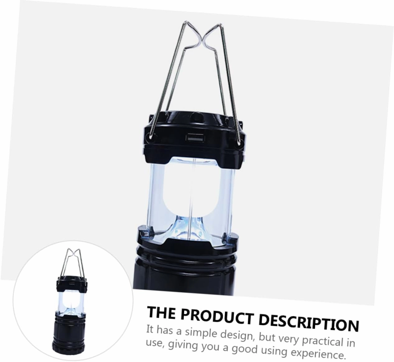Portable Solar Camping Light Led Lantern for Tent Solar Emergency Lamp Camping Lighting Tool Black No Batteries Required