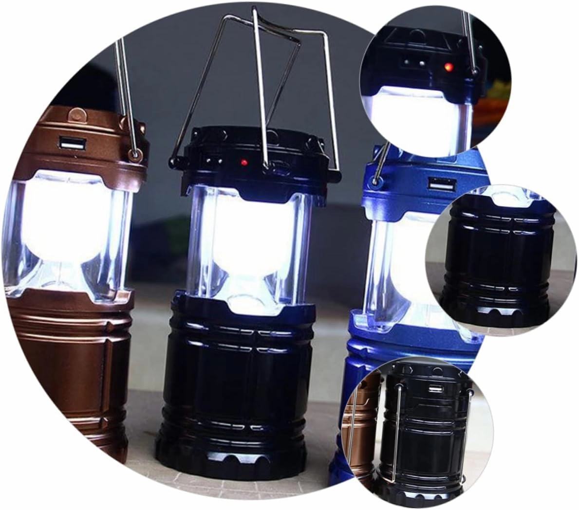 Portable Solar Camping Light Led Lantern for Tent Solar Emergency Lamp Camping Lighting Tool Black No Batteries Required