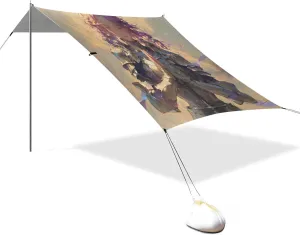 Powerful Knight Beach Cabana Tent UPF50  Waterproof Portable Sun Shelter with Sand Pockets for Family Trips, Picnics & Camping
