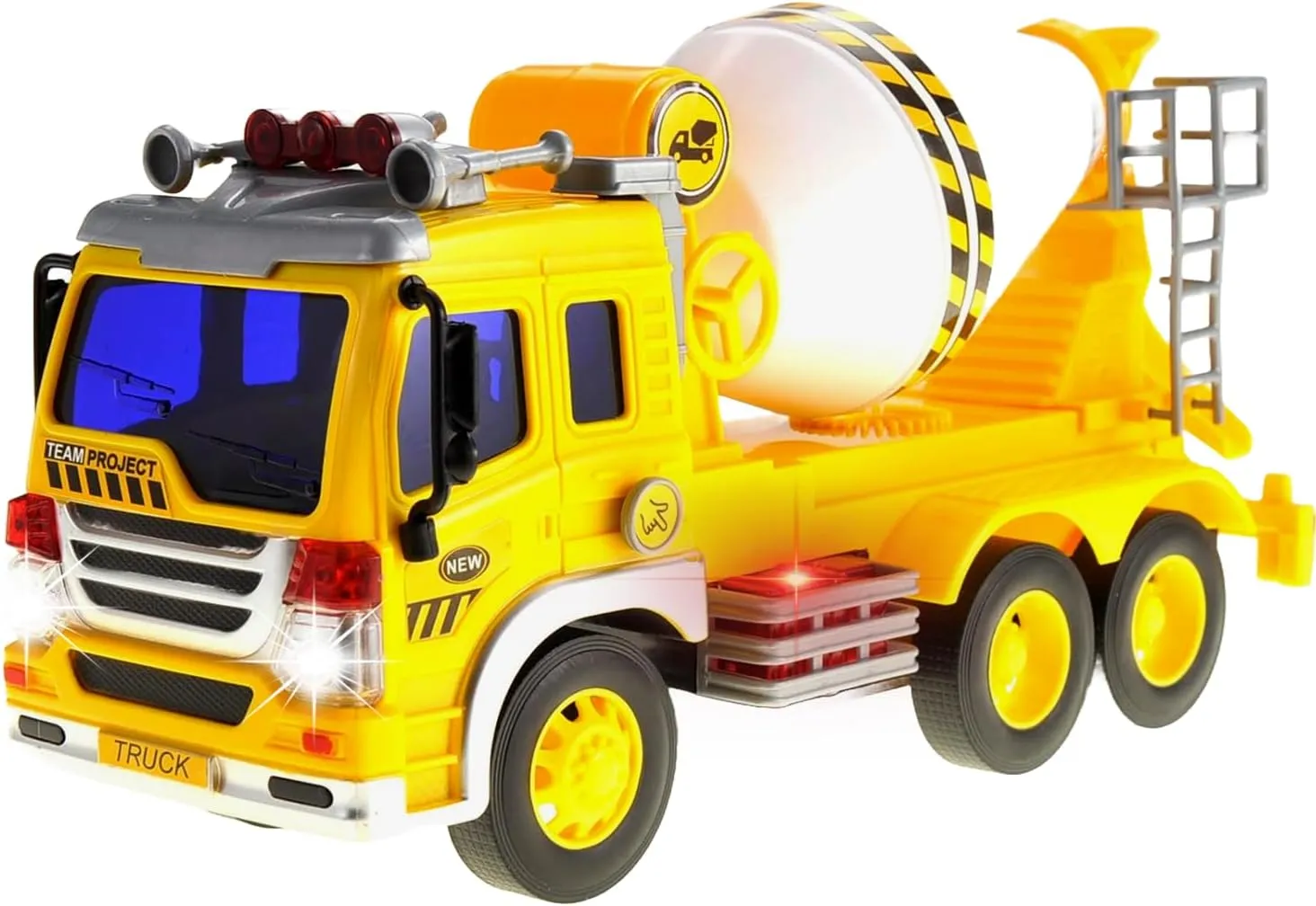 PowerTRC Push & Go Friction Powered Cement Truck Toy with Light and Sound | Realistic Play Mixer Construction Tanker Truck Toy Gift for Boys and Girls