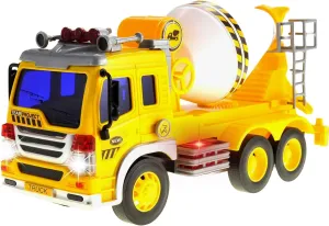 PowerTRC Push & Go Friction Powered Cement Truck Toy with Light and Sound | Realistic Play Mixer Construction Tanker Truck Toy Gift for Boys and Girls