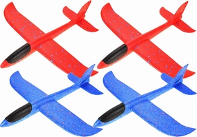 PowerTRC 17.5" Toy Throwing Foam Airplane | 4 Pack of Foam Gliding Airplane | Outdoor Sports Toys and Party Favors