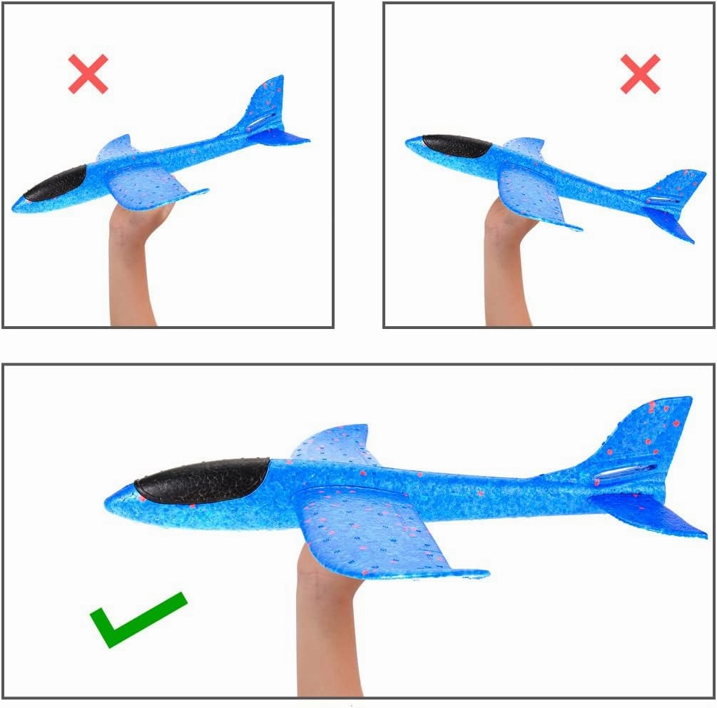 PowerTRC 17.5" Toy Throwing Foam Airplane | 4 Pack of Foam Gliding Airplane | Outdoor Sports Toys and Party Favors