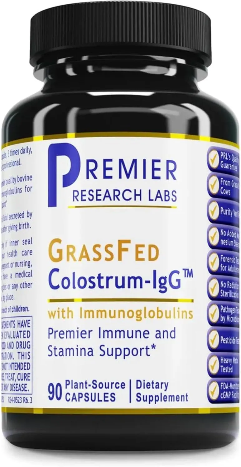 Premier Research Labs Colostrum-IgG - Colostrum Supplement, Grass Fed Bovine Colostrum for Humans, Immune Support & Gut Health Superfood with Lactoferrin, Amino Acids, Nucleotides - 90 Capsules