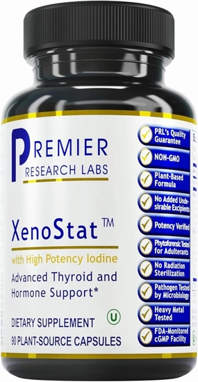Premier Research Labs XenoStat - Thyroid Supplement, Thyroid Support for Women & Men, Iodine Supplement, Hormone Support, Thyroid Support Complex Supplement - 60 Capsules