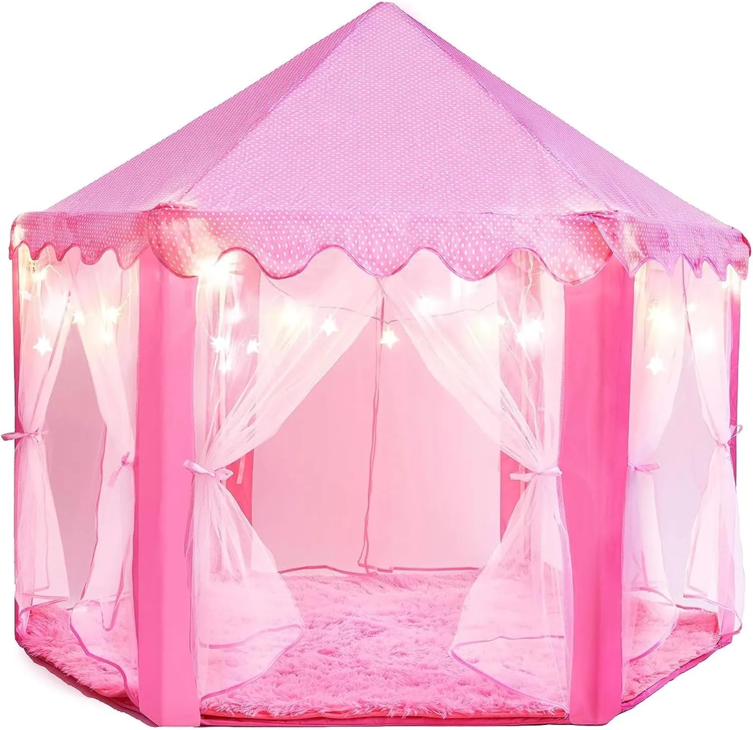 Princess Tent for Kids - 55" X 53" with Led Star Lights - Princess Toys - Toddler Play Tent Without Rug - Playhouse, Castle