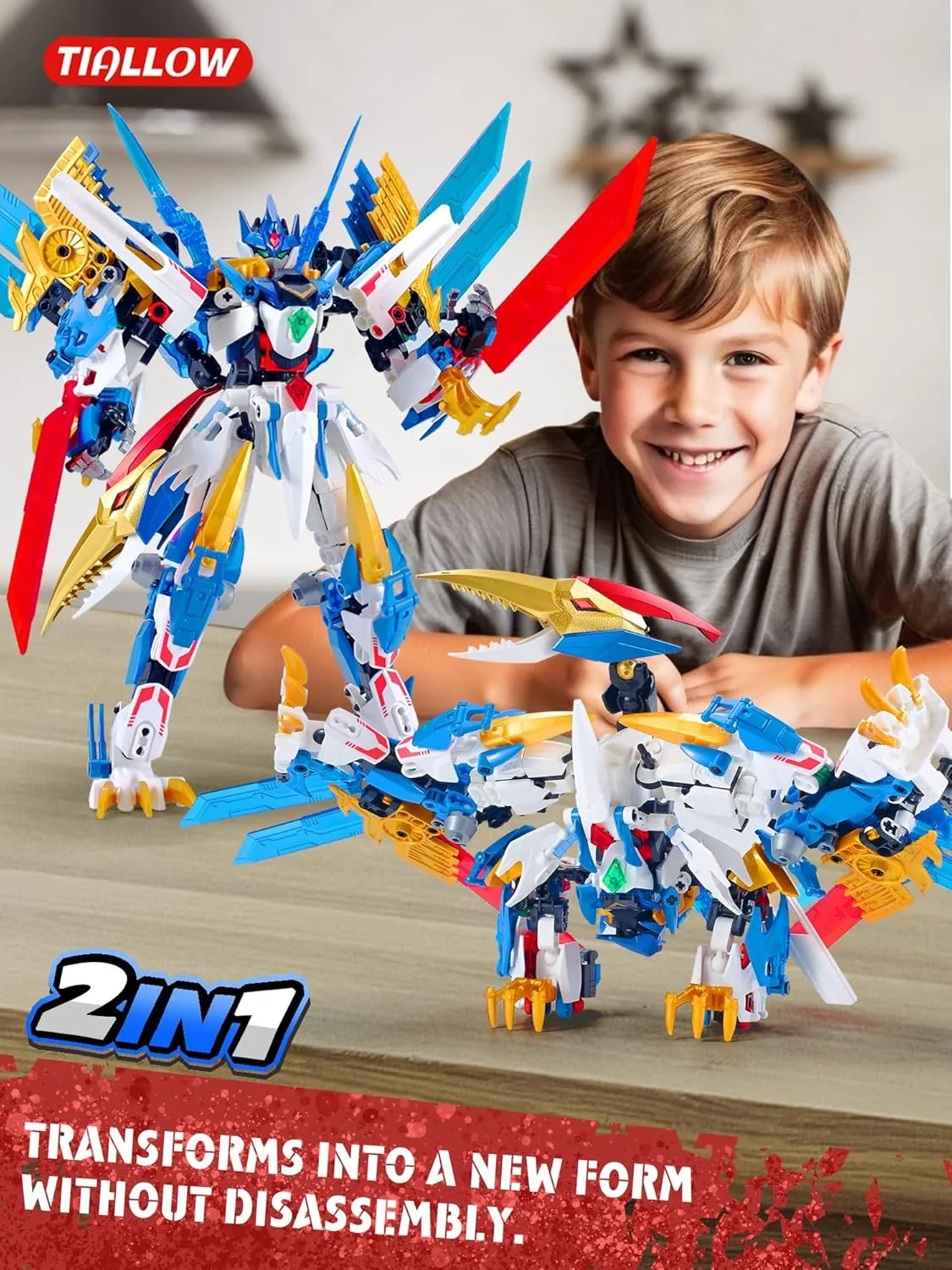 Pterodactyl Mech 2-in-1 Transforming Robot Building Sets，Technic Dinosaurs Building Block Model, Mecha Action Figures Building Kits, Birthday for Boys, Adult Age 8-12 (Pterodactyl)