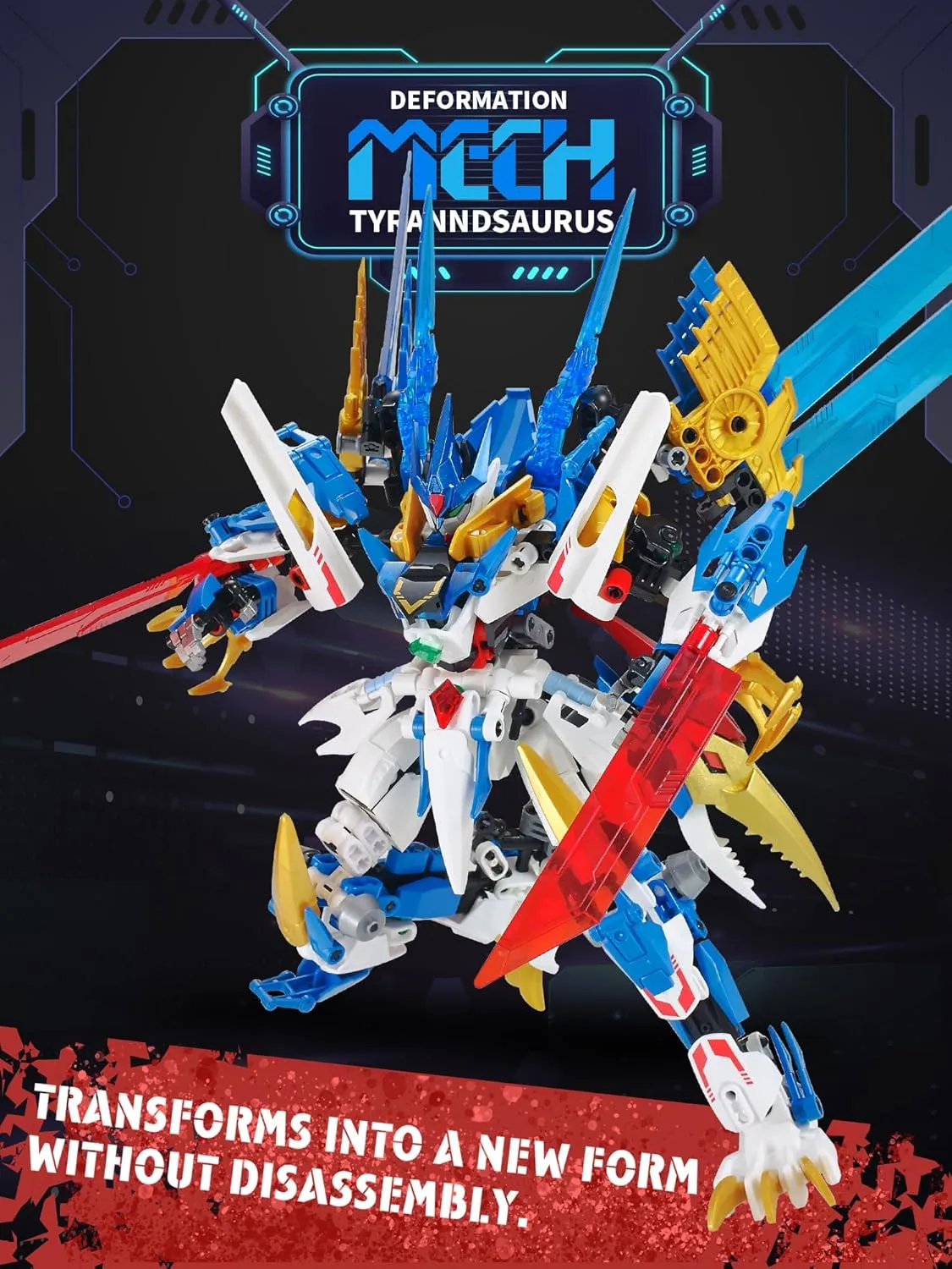 Pterodactyl Mech 2-in-1 Transforming Robot Building Sets，Technic Dinosaurs Building Block Model, Mecha Action Figures Building Kits, Birthday for Boys, Adult Age 8-12 (Pterodactyl)