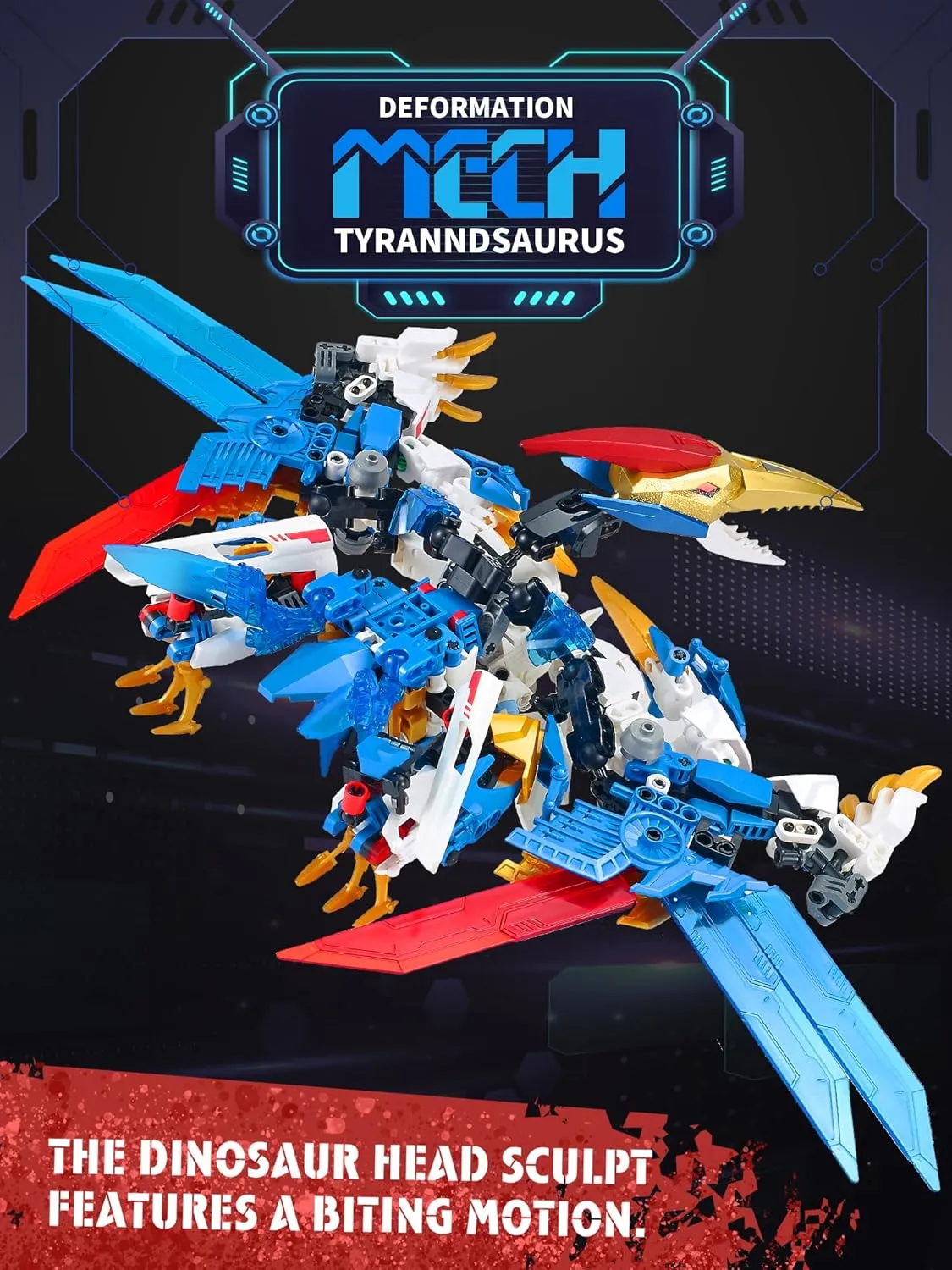 Pterodactyl Mech 2-in-1 Transforming Robot Building Sets，Technic Dinosaurs Building Block Model, Mecha Action Figures Building Kits, Birthday for Boys, Adult Age 8-12 (Pterodactyl)